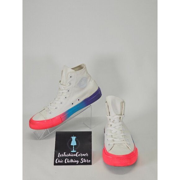 Converse Shoes - Converse White Cotton Chuck Taylor All Star Rainbow Sneakers Size 6 2043